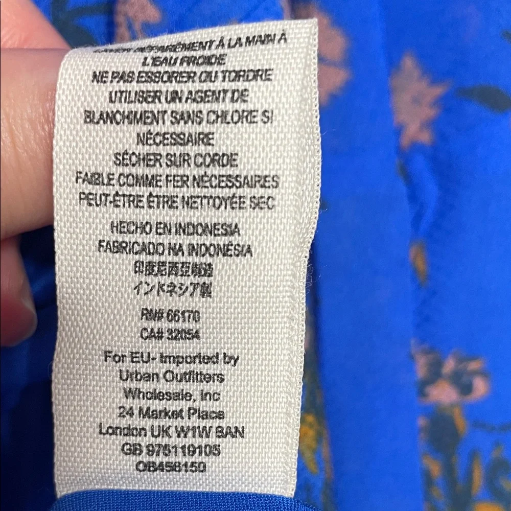 Free People Lilou Cobalt Blue Floral Wrap Dress with Bell Sleeves EUC Medium